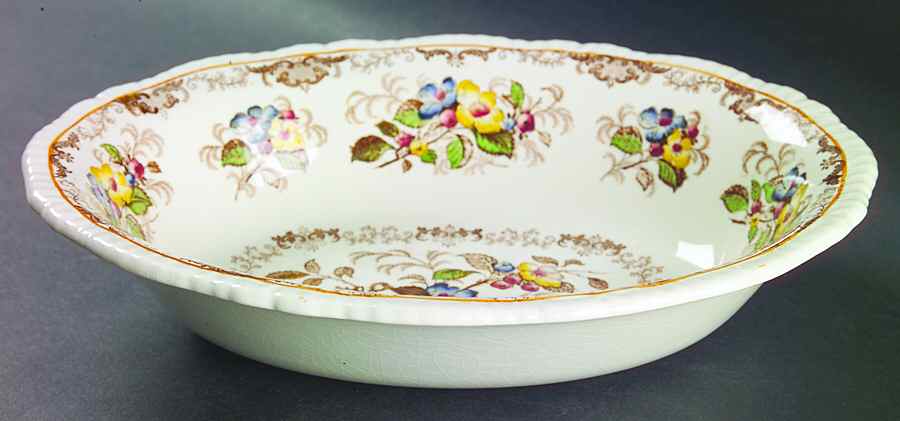 Apple Blossom Brown 10" Oval Vegetable Bowl by Ridgway (Ridgways)-1