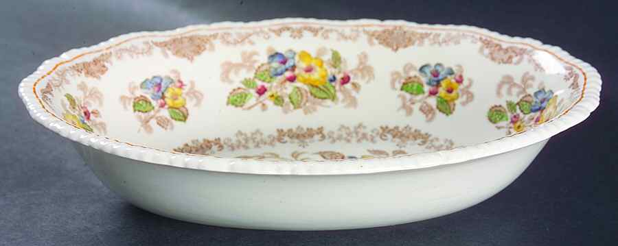 Apple Blossom Brown 9" Oval Vegetable Bowl by Ridgway (Ridgways)-1