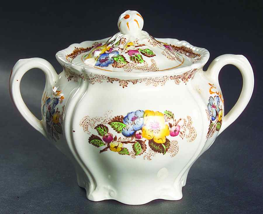 Apple Blossom Brown Sugar Bowl & Lid by Ridgway (Ridgways)-1
