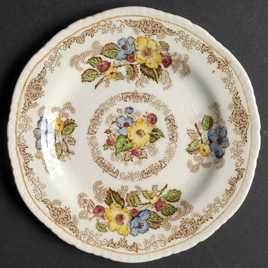 Apple Blossom Brown Bread & Butter Plate by Ridgway (Ridgways)-1