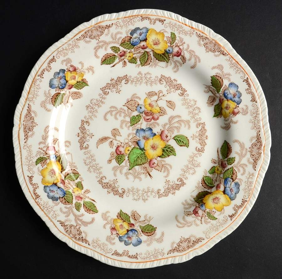 Apple Blossom Brown Luncheon Plate by Ridgway (Ridgways)-1