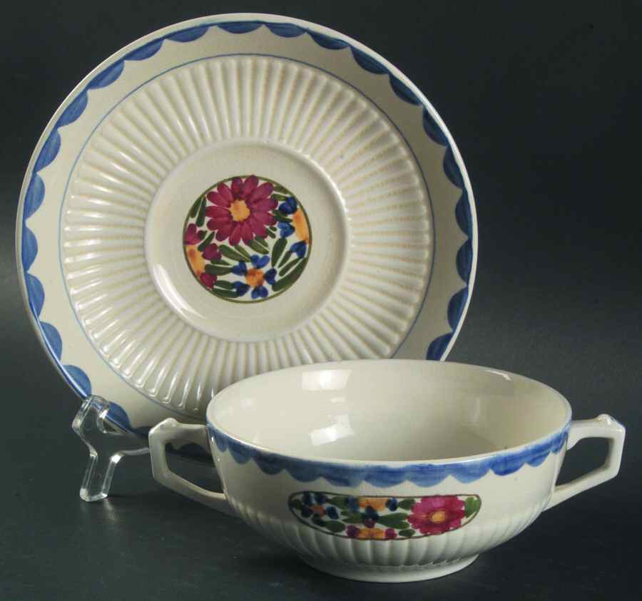 Avignon Flat Cream Soup Bowl & Saucer Set by Ridgway (Ridgways)-1