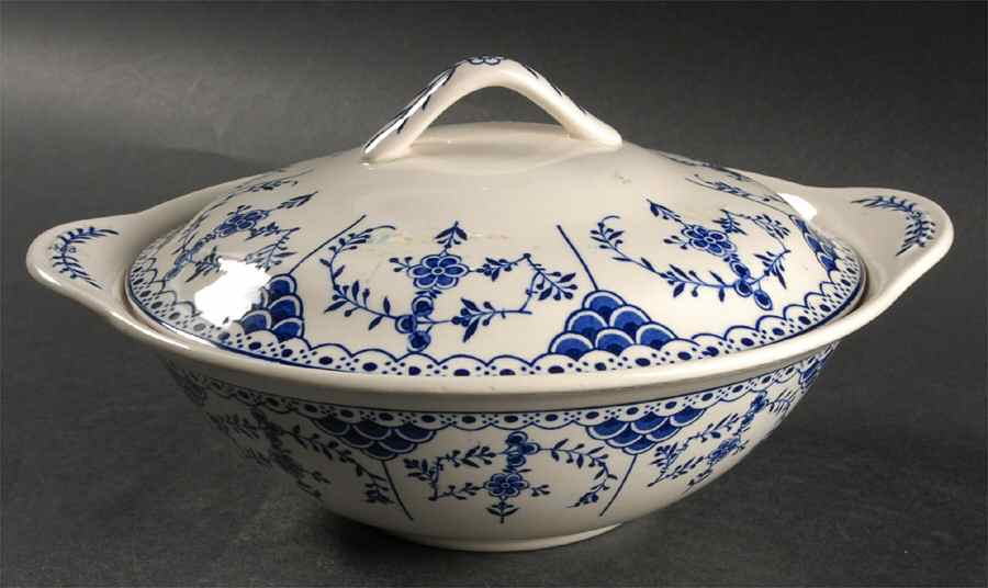 Blue Danish Round Covered Vegetable by Ridgway (Ridgways)-1