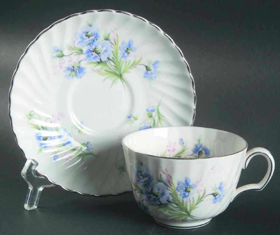 Blue Mist Flat Cup & Saucer Set by Ridgway (Ridgways)-1