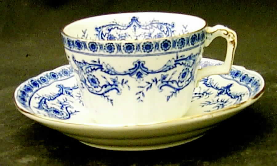 Burlington Blue Flat Cup & Saucer Set by Ridgway (Ridgways)-1