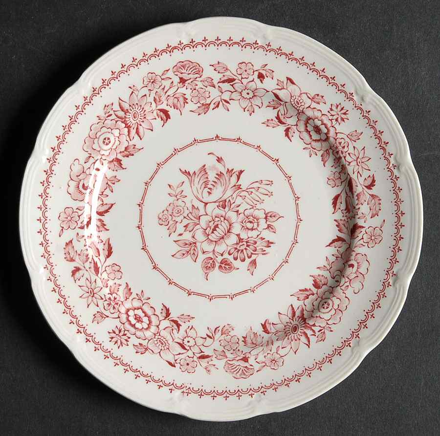 Canterbury Red Bread & Butter Plate by Ridgway (Ridgways)-1