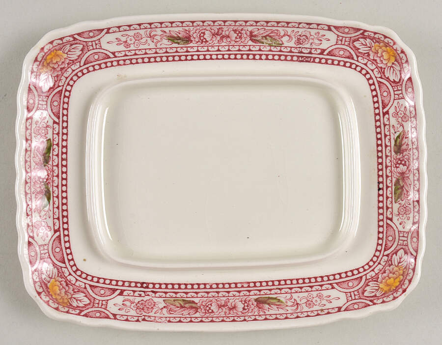 Canterbury Red Multicolor Rectangular Butter No Lid by Ridgway (Ridgways)-1