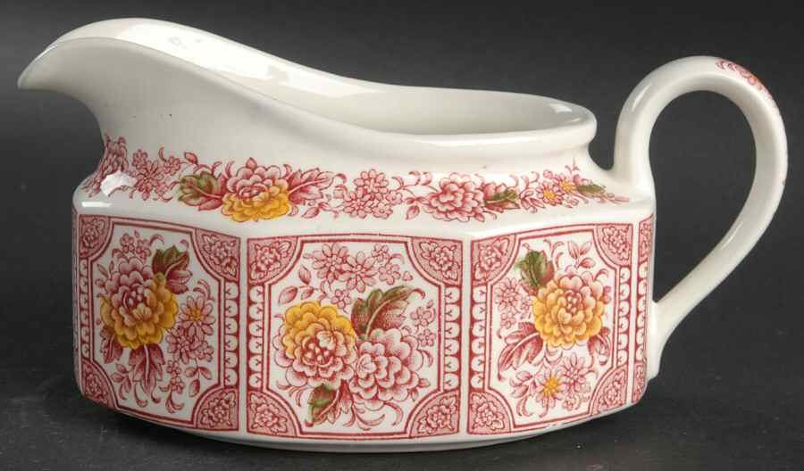 Canterbury Red Multicolor Gravy Boat by Ridgway (Ridgways)-1