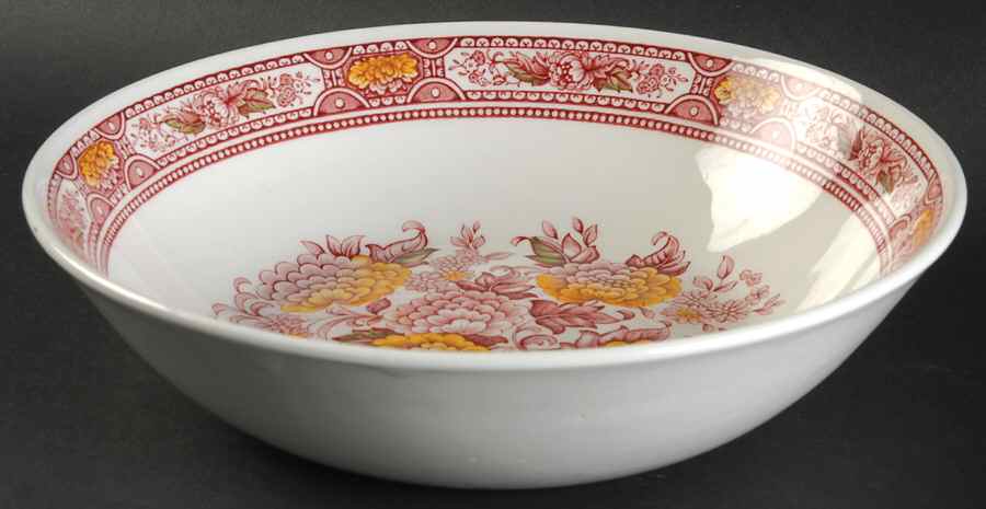 Canterbury Red Multicolor 9" Round Vegetable Bowl by Ridgway (Ridgways)-1