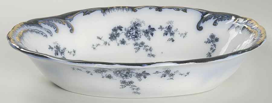 Chiswick (Flow Blue) 9" Oval Vegetable Bowl by Ridgway (Ridgways)-1