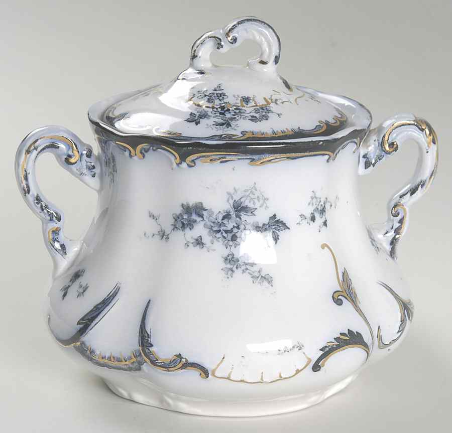 Chiswick (Flow Blue) Sugar Bowl & Lid by Ridgway (Ridgways)-1