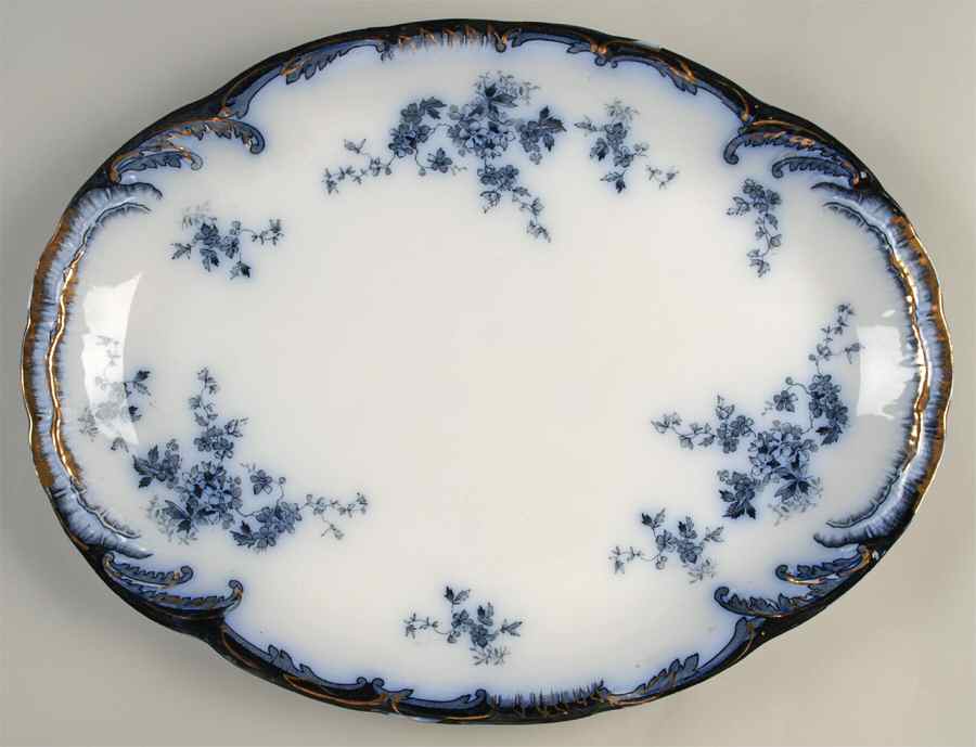 Chiswick (Flow Blue) 15" Oval Serving Platter by Ridgway (Ridgways)-1