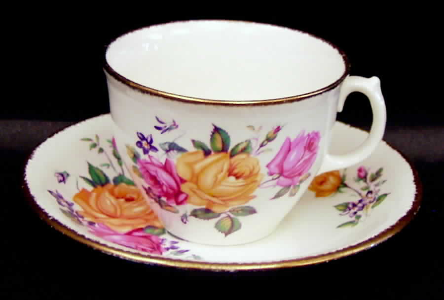 Chateau Rose Flat Cup & Saucer Set by Ridgway (Ridgways)-1