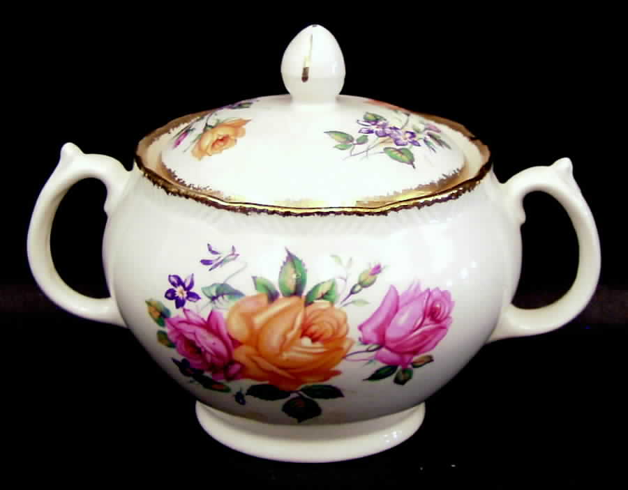 Chateau Rose Sugar Bowl & Lid by Ridgway (Ridgways)-1