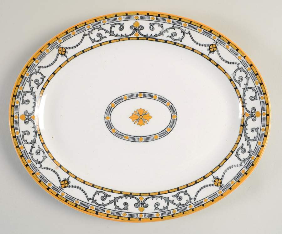 Classic Gray and Yellow 10" Oval Serving Platter by Ridgway (Ridgways)-1