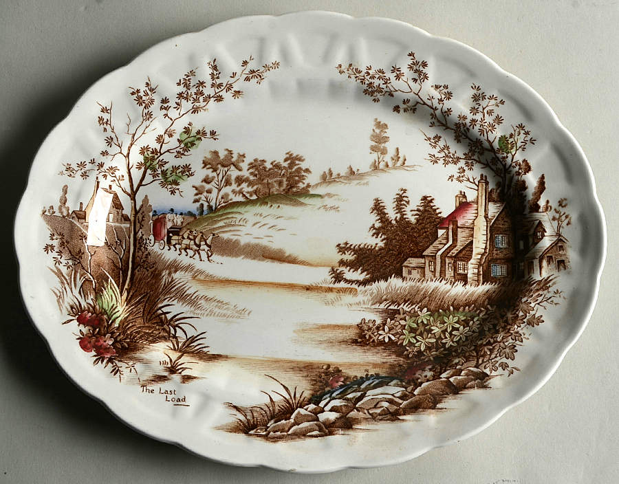 Coaching Days Multicolor (White) 12" Oval Serving Platter by Ridgway (Ridgways)-1