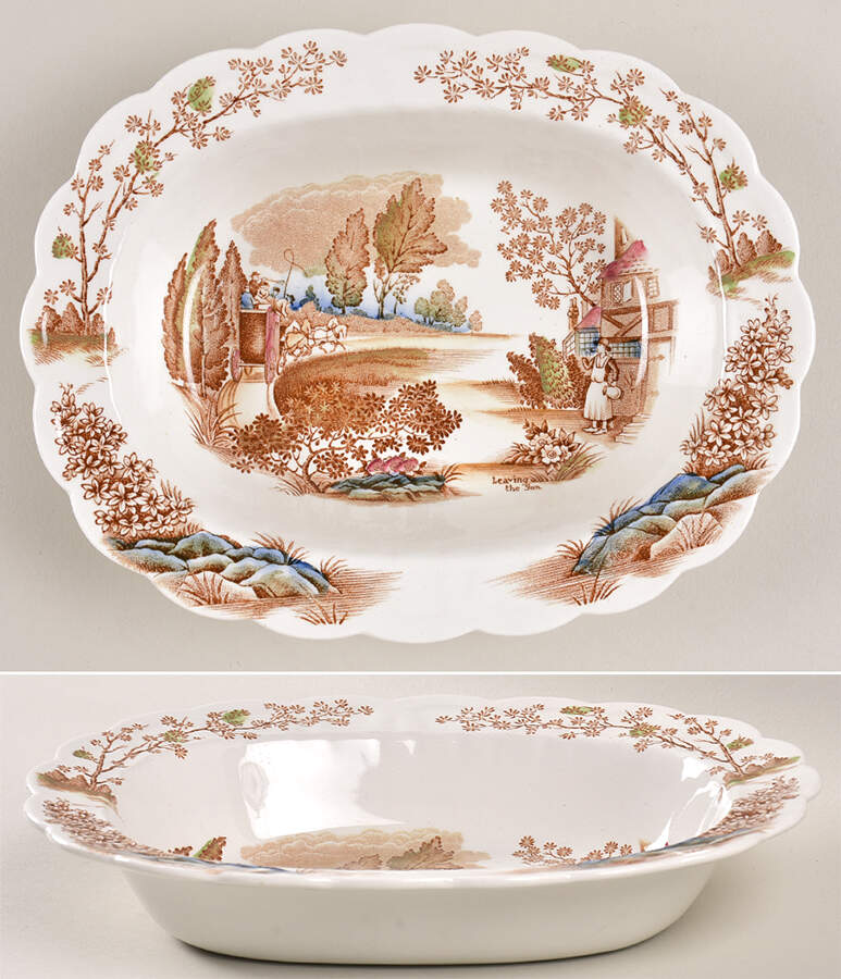 Coaching Days Multicolor (White) 8" Oval Vegetable Bowl by Ridgway (Ridgways)-1