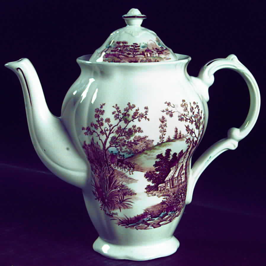 Coaching Days Multicolor (White) Coffee Pot & Lid by Ridgway (Ridgways)-1