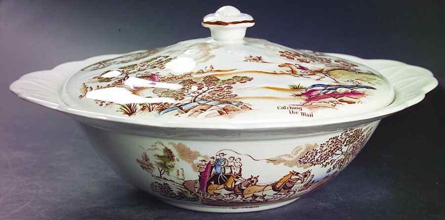 Coaching Days Multicolor (White) Round Covered Vegetable by Ridgway (Ridgways)-1