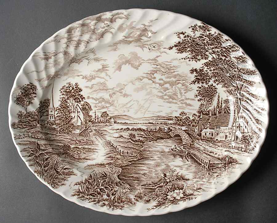 Country Days Brown 14" Oval Serving Platter by Ridgway (Ridgways)-1