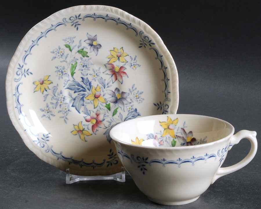 Cornwall Flat Cup & Saucer Set by Ridgway (Ridgways)-1