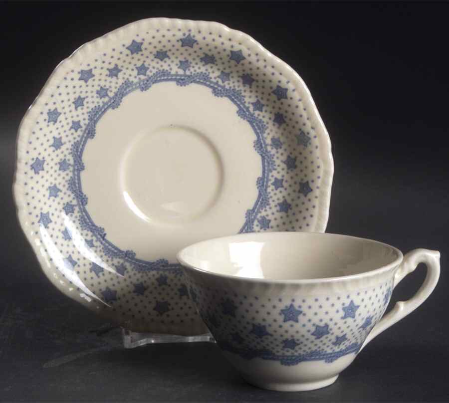 Columbian Star Flat Cup & Saucer Set by Ridgway (Ridgways)-1