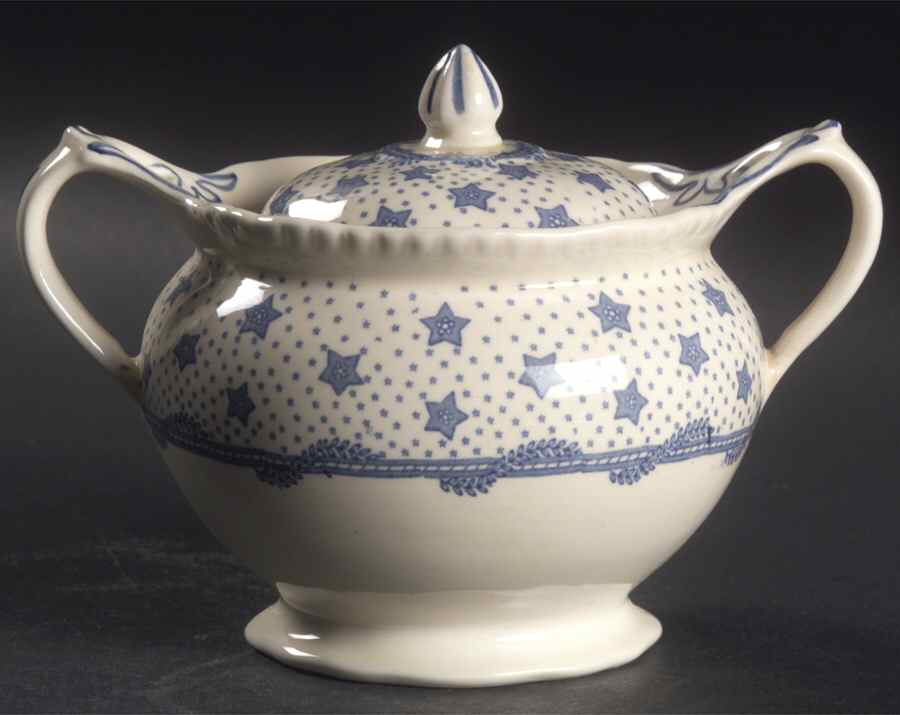 Columbian Star Sugar Bowl & Lid by Ridgway (Ridgways)-1