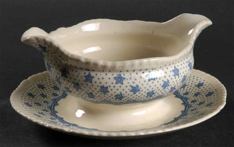 Columbian Star Gravy Boat with Attached Underplate by Ridgway (Ridgways)-1