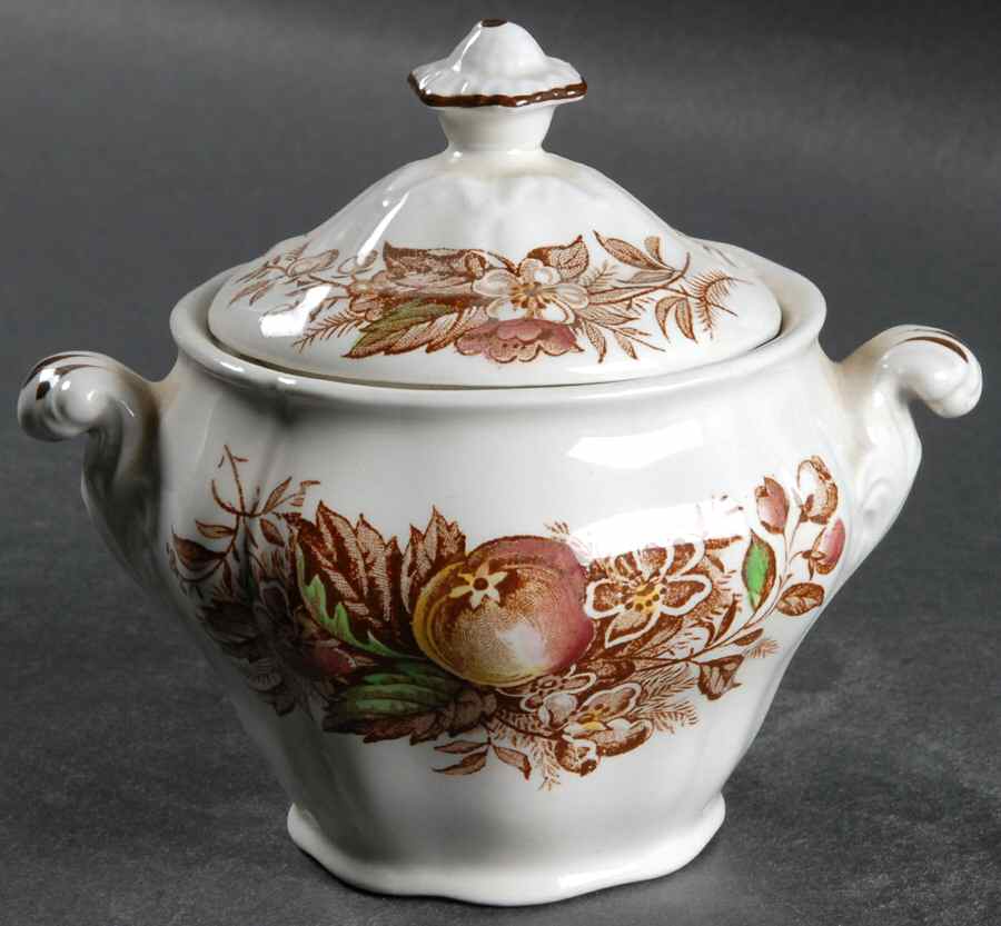 Devon Fruit Sugar Bowl & Lid by Ridgway (Ridgways)-1
