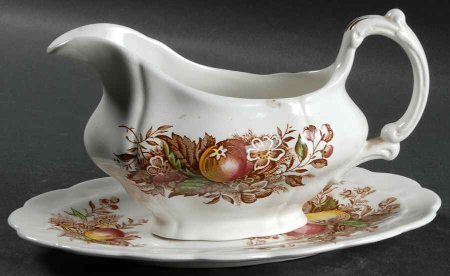 Devon Fruit Gravy Boat & Underplate by Ridgway (Ridgways)-1