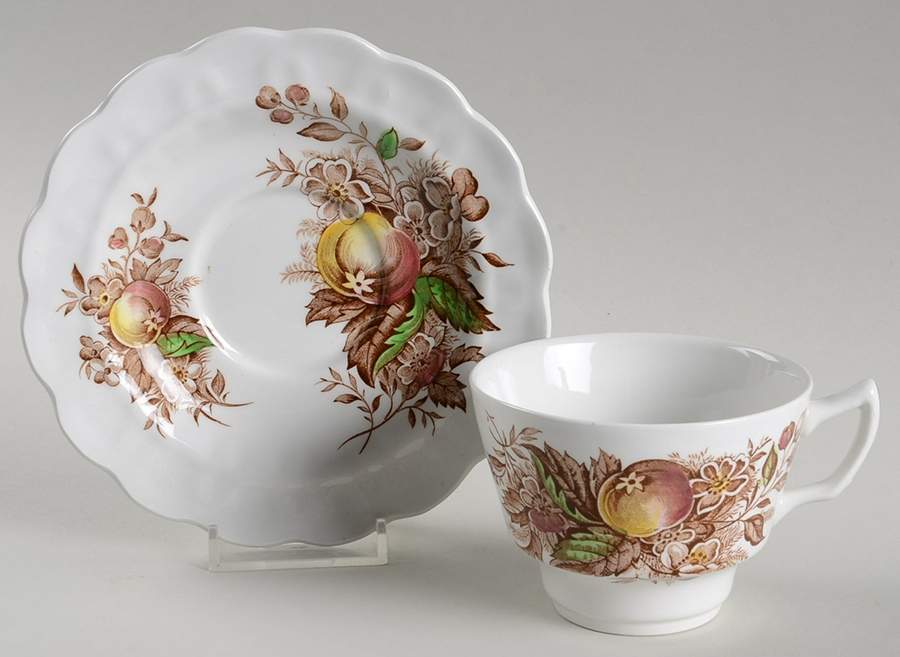 Devon Fruit Flat Cup & Saucer Set by Ridgway (Ridgways)-1