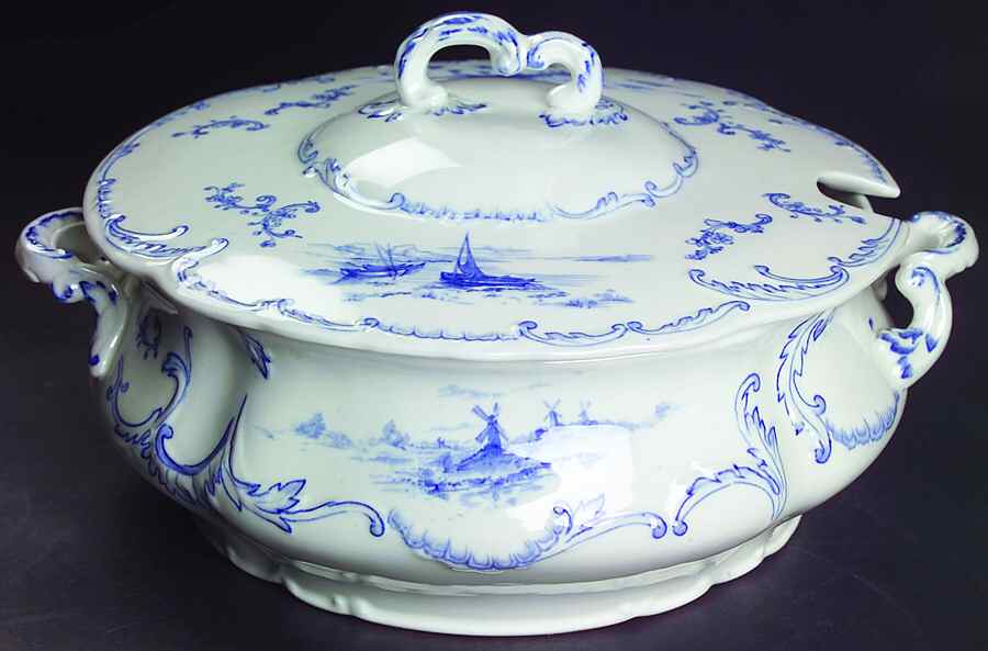 Delft Blue (No Trim) Tureen &  Lid by Ridgway (Ridgways)-1