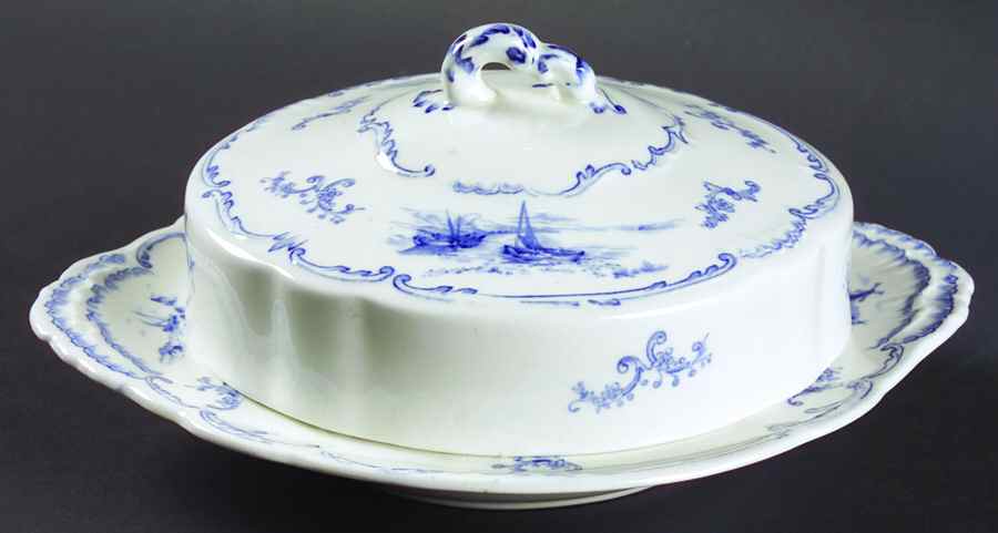 Delft Blue (No Trim) Round Covered Butter by Ridgway (Ridgways)-1