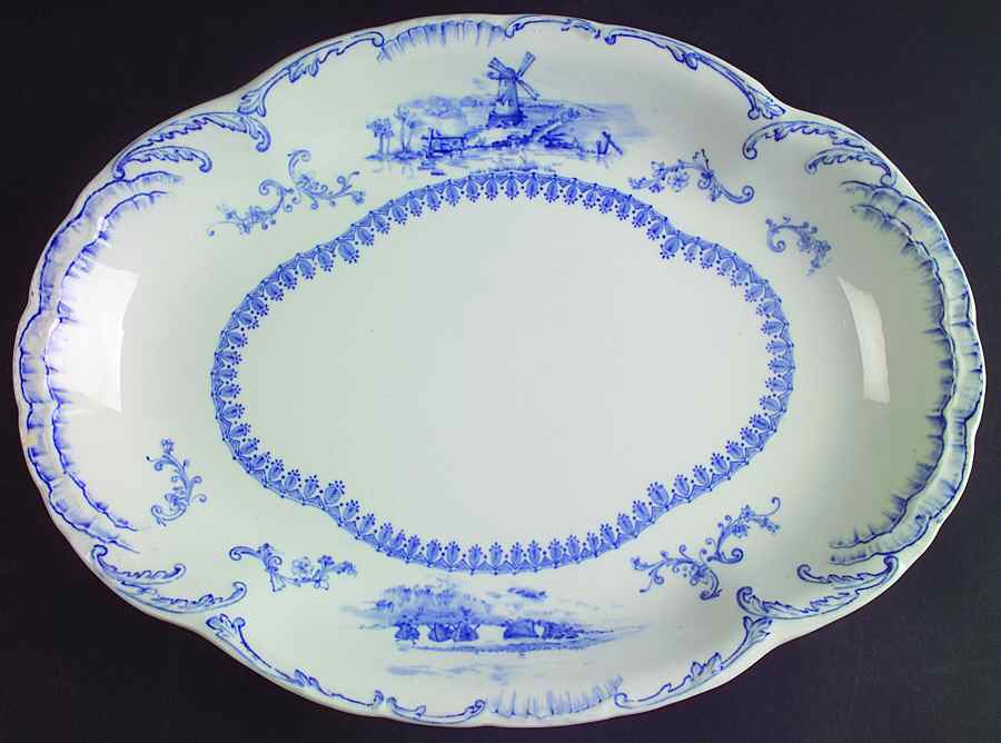 Delft Blue (No Trim) 14" Oval Serving Platter by Ridgway (Ridgways)-1