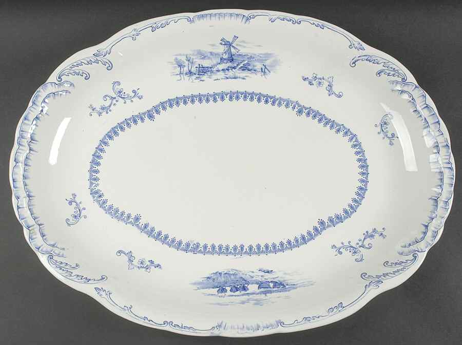 Delft Blue (No Trim) 20" Oval Serving Platter by Ridgway (Ridgways)-1