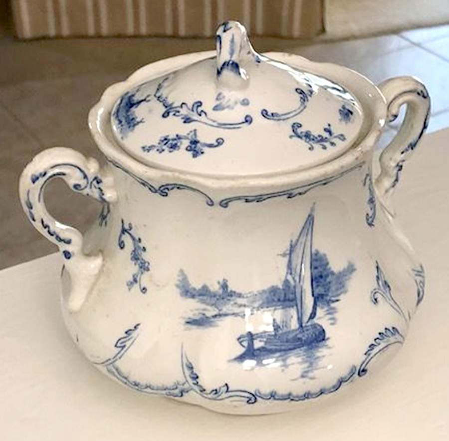 Delft Blue (No Trim) Sugar Bowl & Lid by Ridgway (Ridgways)-1