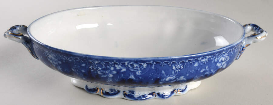Dundee (Flow Blue) Oval Vegetable No Lid by Ridgway (Ridgways)-1