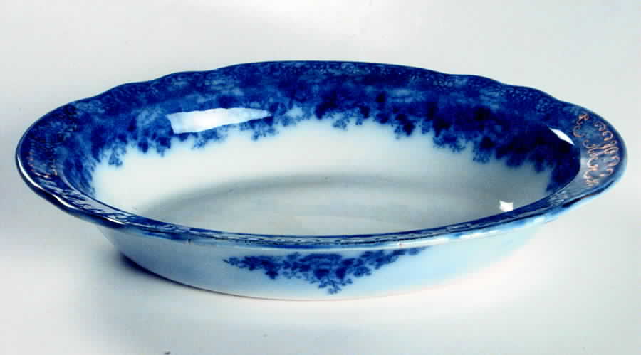 Dundee (Flow Blue) 10" Oval Vegetable Bowl by Ridgway (Ridgways)-1