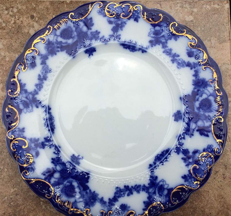Ebor (Flow Blue) Dinner Plate by Ridgway (Ridgways)-1