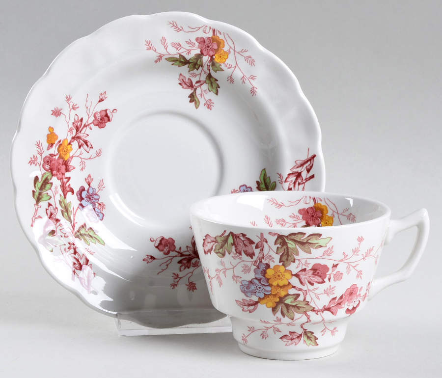 English Garden Flat Cup & Saucer Set by Ridgway (Ridgways)-1