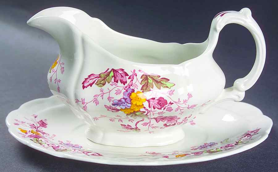 English Garden Gravy Boat & Underplate by Ridgway (Ridgways)-1