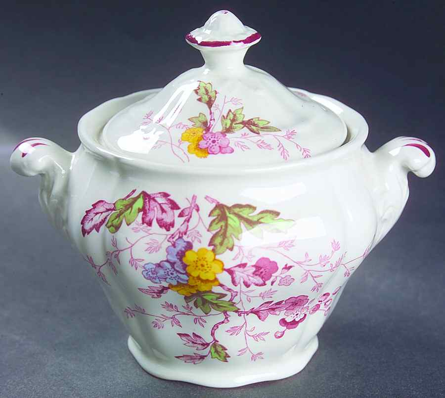 English Garden Sugar Bowl & Lid by Ridgway (Ridgways)-1