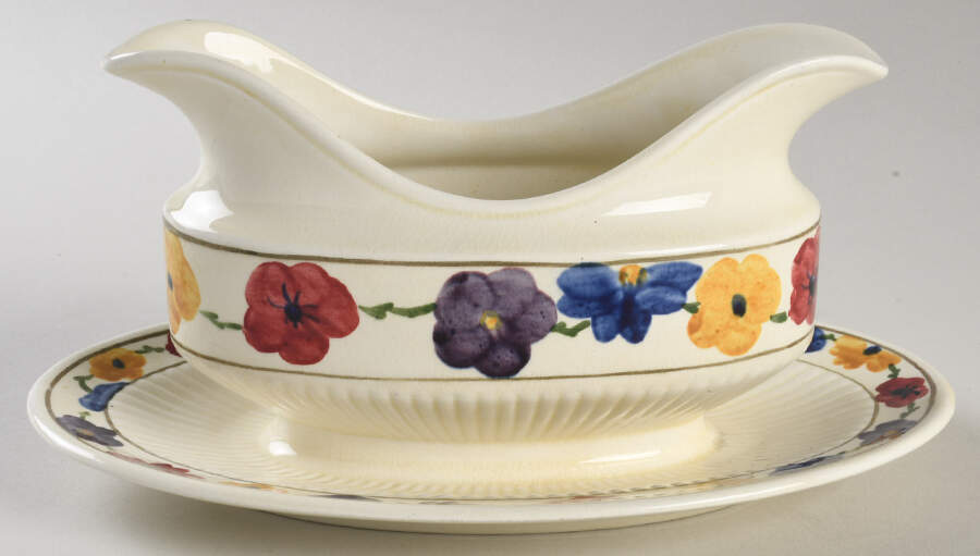 Everglades Gravy Boat with Attached Underplate by Ridgway (Ridgways)-1