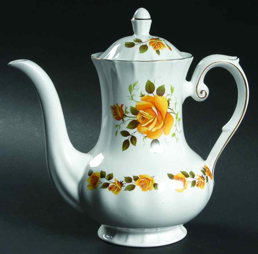 Golden Rose Coffee Pot & Lid by Ridgway (Ridgways)-1