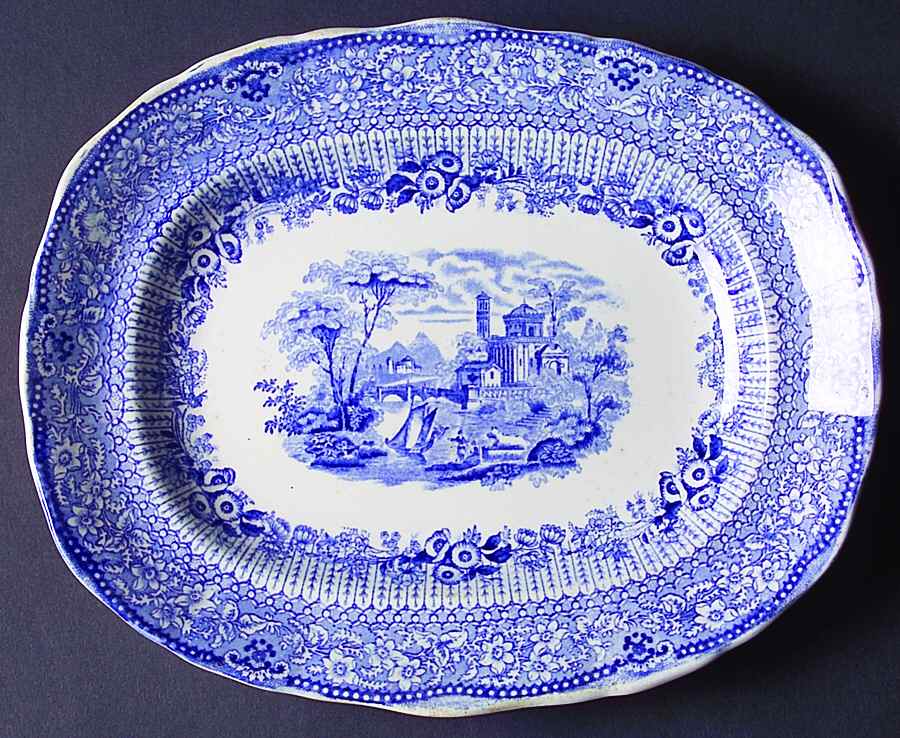 Grecian Blue 11" Oval Serving Platter by Ridgway (Ridgways)-1