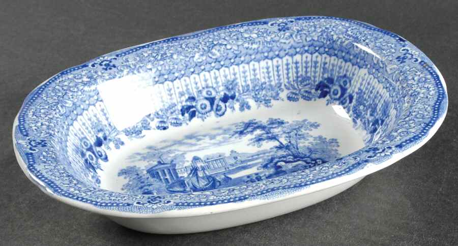 Grecian Blue 8" Oval Vegetable Bowl by Ridgway (Ridgways)-1