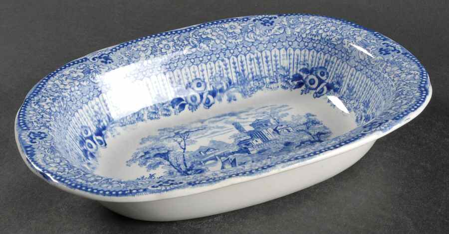 Grecian Blue 9" Oval Vegetable Bowl by Ridgway (Ridgways)-1