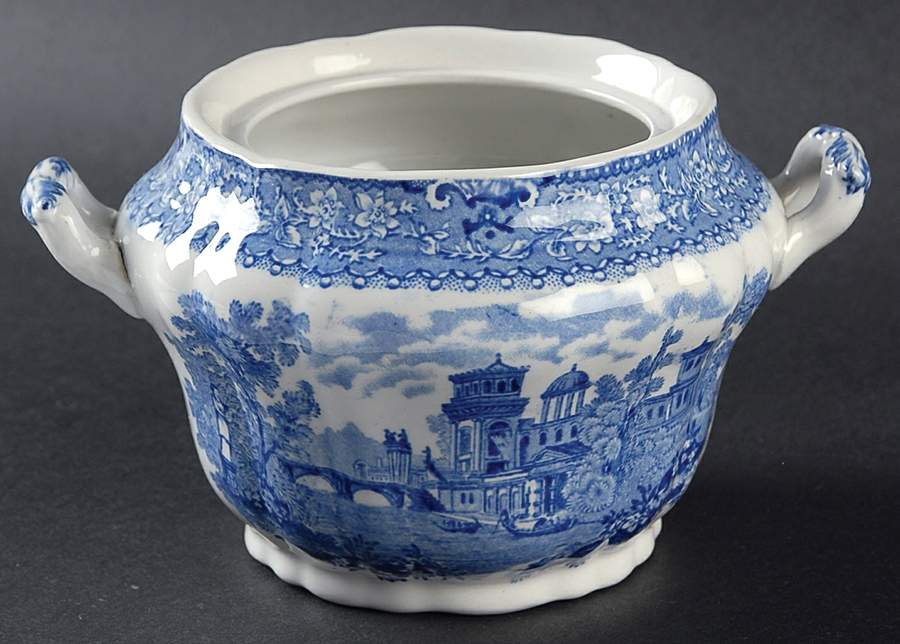 Grecian Blue Sugar Bowl No Lid by Ridgway (Ridgways)-1