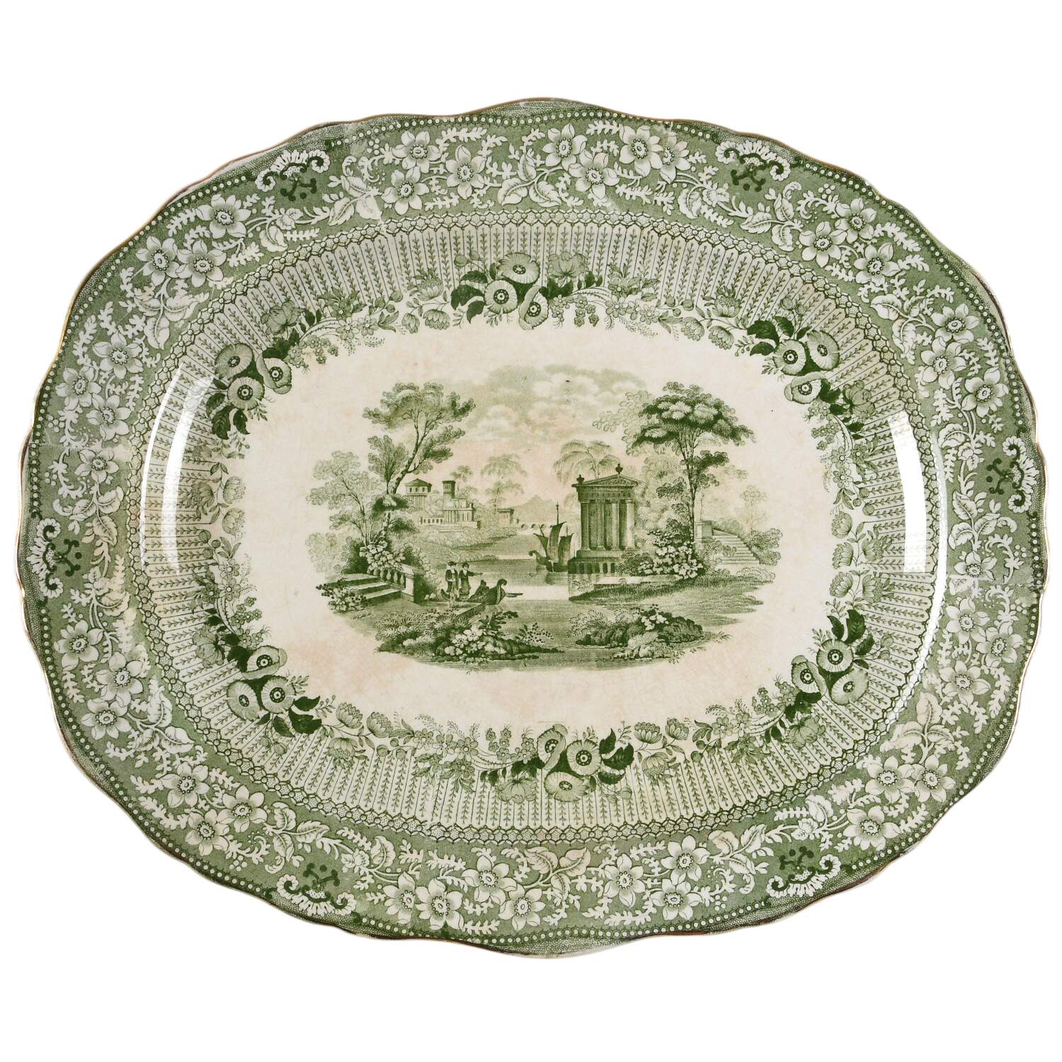 Grecian Green 17" Oval Serving Platter by Ridgway (Ridgways)-1