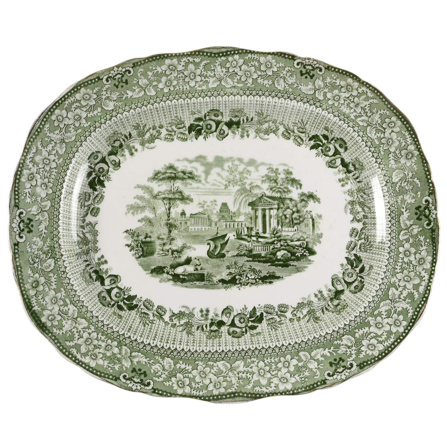 Grecian Green 15" Oval Serving Platter by Ridgway (Ridgways)-1
